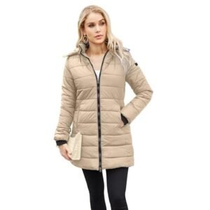Women’s Water-Repellent Cotton Jacket with Detachable Hood Lapel Collar Autumn Winter Coat