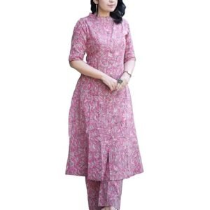 Women's Cotton Blend Floral Kurta with Pant
