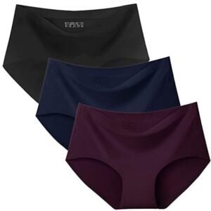 Women Cotton Silk Seamless Everyday Panty for Women Combo Set Girls and Women Innerwear Hipster Medium Waist Panties Random Multicolor (Pack of 3)