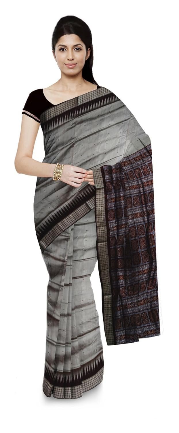 Women's Handloom Silk Saree for Women (Grey)