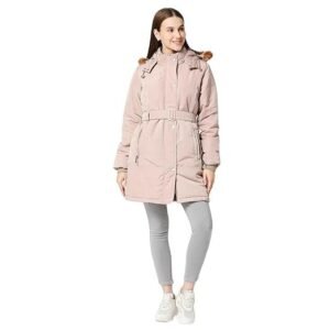 Female Nylon Knee Length Detachable Fur Hoodie Water resistent Puffer Jacket(RWPJF_S6)