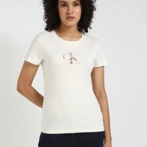 Women Round Neck White T-Shirt