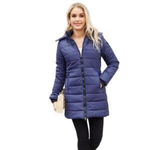 Women’s Water-Repellent Cotton Jacket with Detachable Hood Lapel Collar Autumn Winter Coat