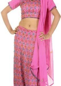 Women's Respberry-Rose Wedding Lehenga Choli with Beadwork - Respberry-Rose