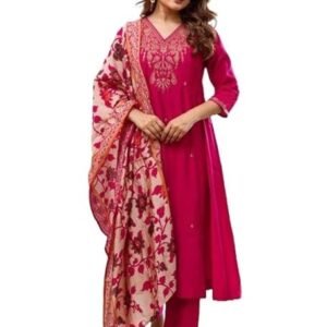 Women Embroidery Straight Kurta and Pant Set with Dupataa