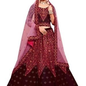 Women's Astonishing Maroon Color Satin Base Lehenga Set For Women