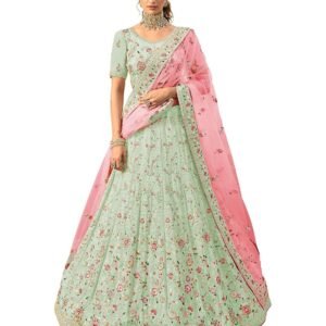 Women's Georgette Material Stone And Zari Work Lehenga For Women