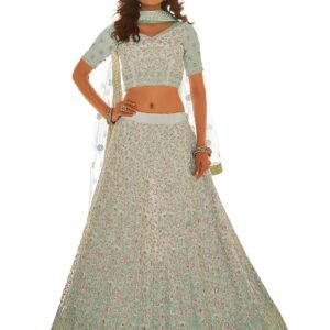Women's Sky Blue Color Crepe Material Stone Work Lehenga Choli For Women