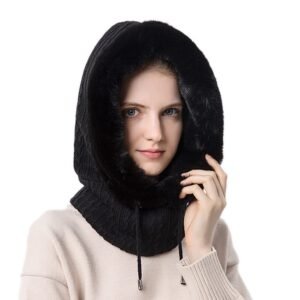 Winter Cap for Women,One Piece Knitted Warm Winter Hat with Neck Warmer Hood Scarf & Mask,Fashion Snow,Wind Proof Soft Fleece Lined Scarf Hat for Outdoor,Riding...