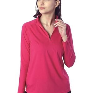 Women's Cotton Regular Fit Tshirt Full Sleeve Zipper Tshirt T-Shirt Full Sleeves