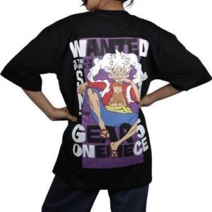 Printed Women Round Neck Black T-Shirt