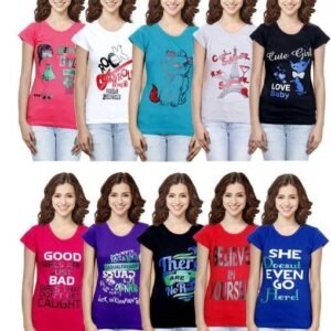 Women Round Neck Multicolor T-Shirt