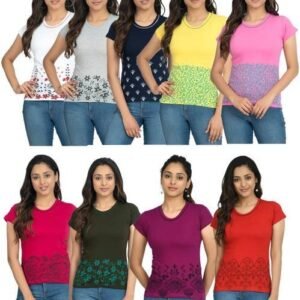 Women Round Neck Multicolor T-Shirt