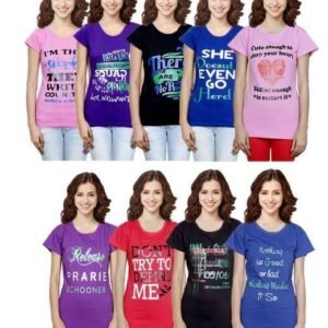 Women Round Neck Multicolor T-Shirt