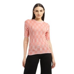 Women's Cotton Regular Fit Checks T-Shirt
