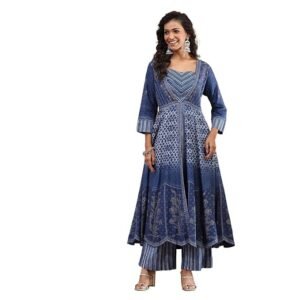 Women Modal Festive Anarkali Fusion Suit Set