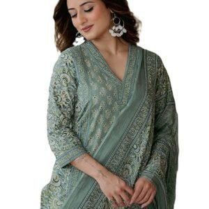 Women’s Cotton Printed Kurta Set with Pants & Dupatta | Elegant Ethnic Wear for Women | Floral Print | Comfortable Suit Set