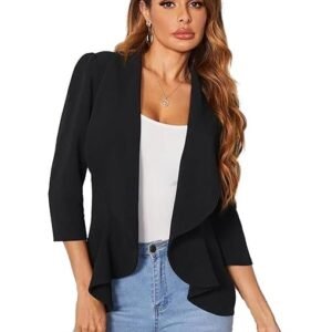 Women's Lightweight Open Front Blazer – Draped Waterfall Longline Blazer Style