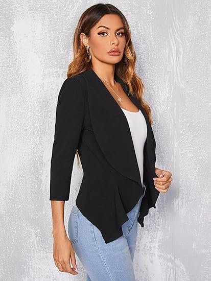 Women's Lightweight Open Front Blazer – Draped Waterfall Longline Blazer Style - Image 3