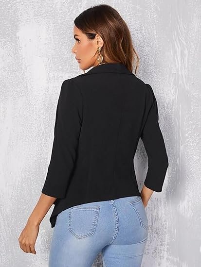 Women's Lightweight Open Front Blazer – Draped Waterfall Longline Blazer Style - Image 2