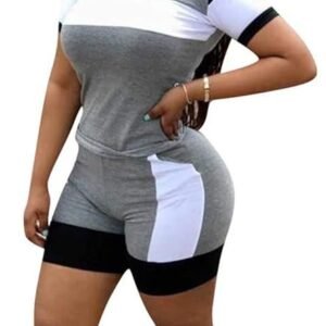 Womens 2 Piece Sports Outfit Tracksuit Shirt Shorts Jogger Bodycon Sets