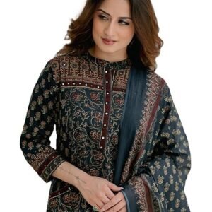 Women’s Cotton Printed Kurta Set with Palazzo Pants and Dupatta | Ethnic Straight Kurta