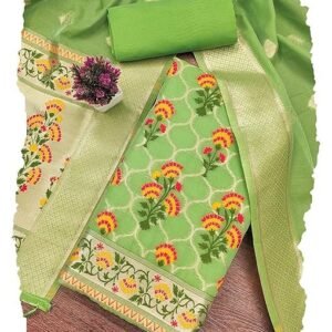 Women's Banarasi Cotton Silk Unstitched Salwar Suit Dress Material With Dupatta(OM-ST-49-MAIN)