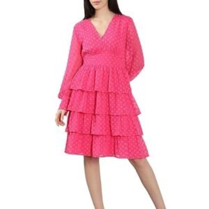 Women's Polyester Fit and Flare Knee-Length Dress