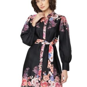 Women's Polyester Shirt Above The Knee Dress