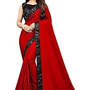 Women's Banarasi Woven Design Saree with & Blouse Fabric, Red