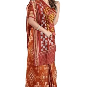 Women's Brown Cotton Saree With Blouse pc 5SE9BC-1041