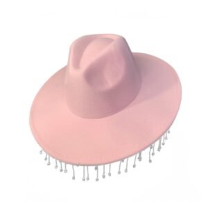 Cowgirl Jazz Caps Sunhat with Tassel for Outdoor Party Props Pink