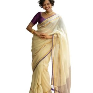 Cotton Zari Saree 5.5 M - Gold, White