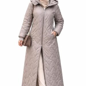 Women's Longline Quilted Puffer Coat | Hooded Heavy Winter Jacket with Faux-Fur Trim | Water-Resistant Padded Parka for Extreme Cold and Travel
