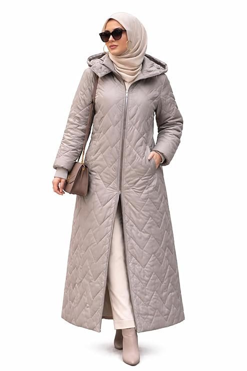 Women's Longline Quilted Puffer Coat | Hooded Heavy Winter Jacket with Faux-Fur Trim | Water-Resistant Padded Parka for Extreme Cold and Travel