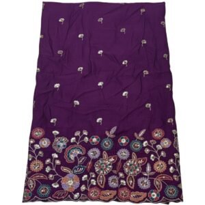 Women's Purple Embroidered Lehenga Choli Fabric Set for Women | Heavy Zari & Thread Work with Mirror Embellishment