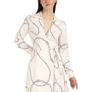 Viscose Spread Collar Wrap Dress