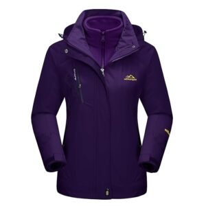 Women's Winter Coats 3-IN-1 Snow Ski Jacket Water Resistant Windproof Fleece Winter Jacket Parka