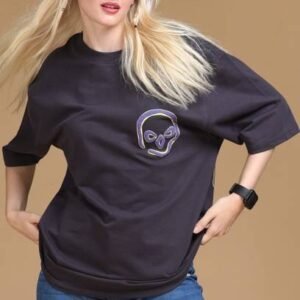 Women Round Neck Grey T-Shirt