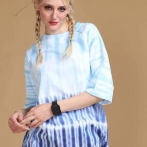 Solid Women Round Neck Blue T-Shirt