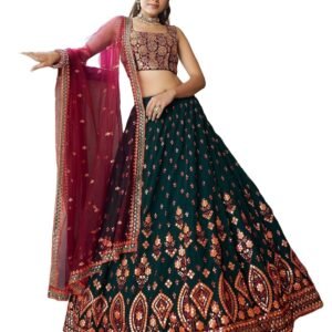 Women's Georgette Embroidered Semi-Stitched Lehenga Choli with Dupatta Traditional, Wedding, Ethnic Wear Lehenga for Women and Girls