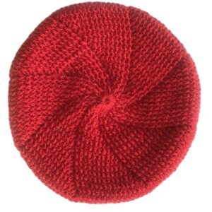 Wulies Crochet Handmade Woolen Beret Cap Orange Red for Women