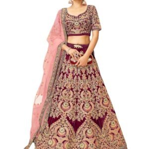 Women's Velvet Lehenga Choli Semi Stitched