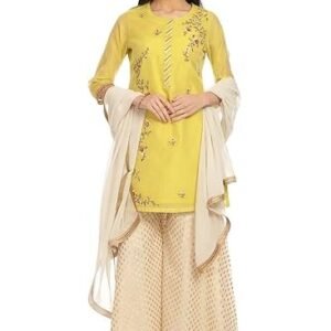 Women Straight Poly Cotton Kurta Garara Suit Set