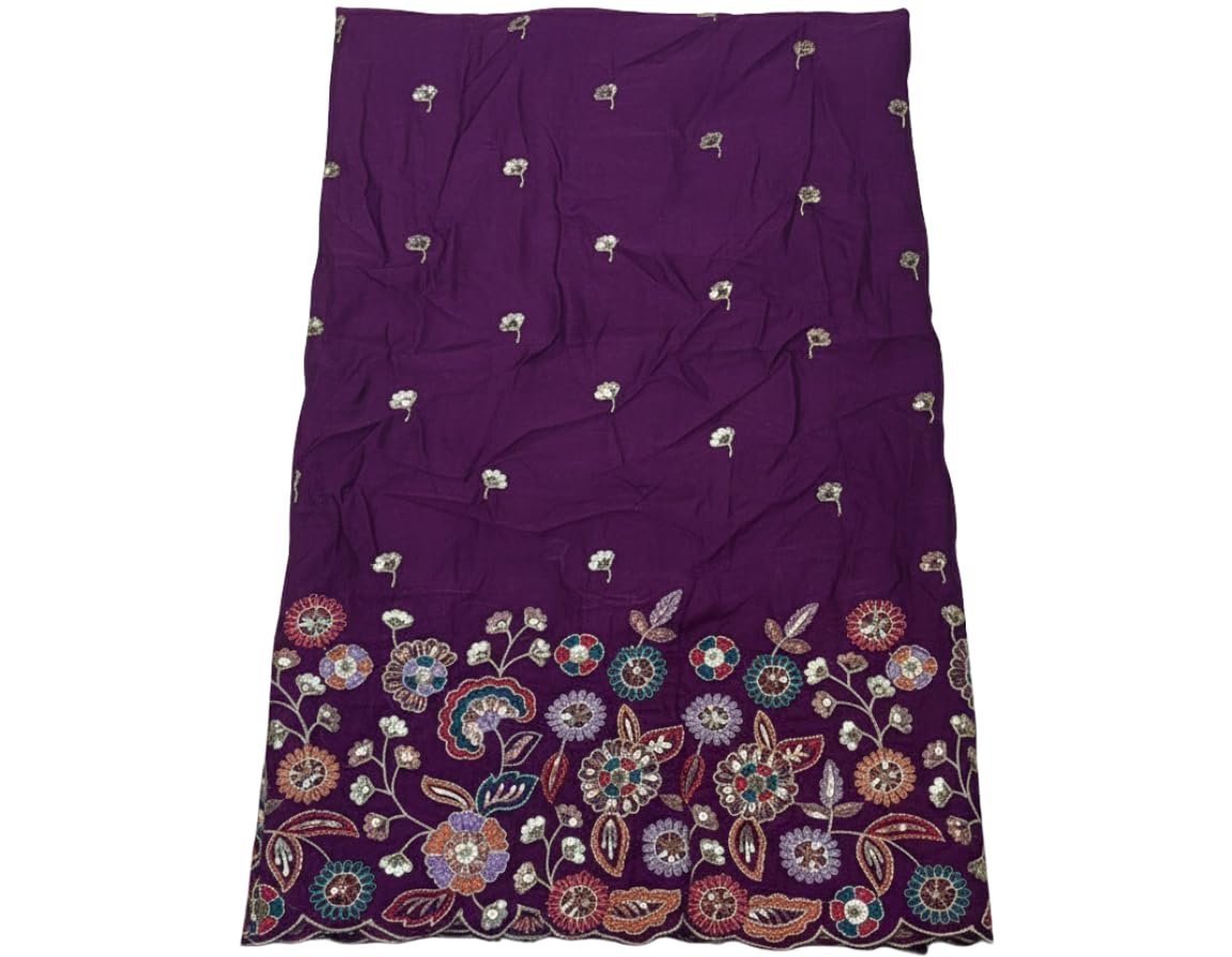 Women's Purple Embroidered Lehenga Choli Fabric Set for Women | Heavy Zari & Thread Work with Mirror Embellishment